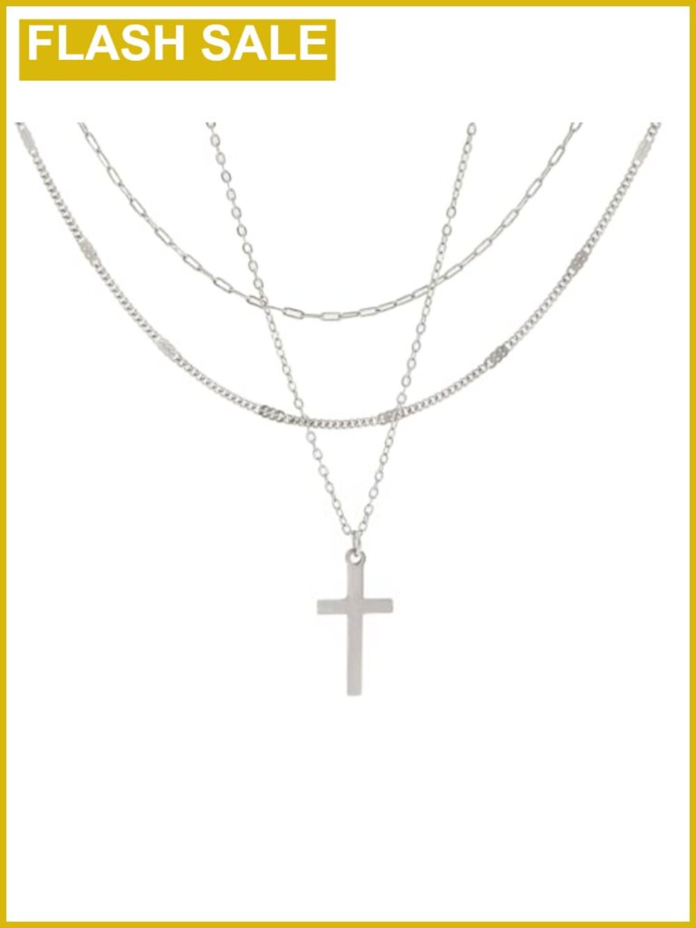Dainty Layered Cross Necklace Set Stainless Steel Silver Pendant Necklaces